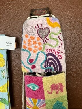 Colorful Handcrafted Hooked Textile Tote with Playful Motifs